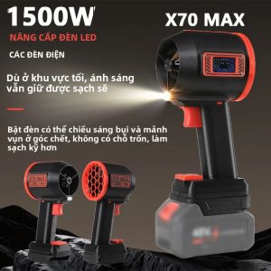 Quạt Thổi Cầm Tay Mạnh Mẽ X70 MAX Turbo Jet 1500W Dùng Được Với Máy Thổi Không Dây Makita Không Kèm Pin Dùng Cho Việc Thổi Bụi Tại Nhà Và Các Công Việc DIY