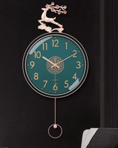Minimalist Nordic Modern Quartz Swing Wall Clock Creative Mute Large Fashion Deer Clocks Home Living Room Restaurant Entrance Decorative wall watch 34x70cm