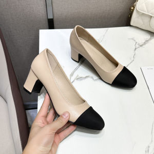 Giày Sandal Da Dày Mềm Giày Đế Bằng Màu Trộn Giày Đế Dày Cao Gót Trung Bình Cho Nữ Giày Thường Ngày Thời Trang Giày Sandal