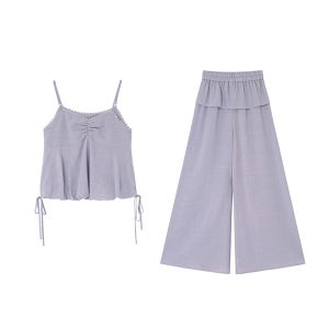 Summer Casual Flared Camisole Skirt Set