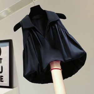 Fashionable White Loose Sleeveless Womens Shirt French Design Summer New Arrival Slimming Effect Small Size Sweet Style College