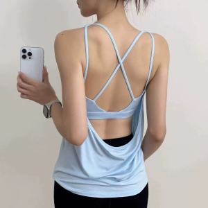 SKINOFSKIN | Fitness & Yoga Cross-Back Loose Fit Crop Top