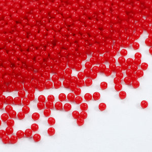 Red Acrylic Round Rice Bead Solid Color Spacer Loose Beads 4mm For Jewelry Making Bracelets Earrings DIY Keychain Accessories