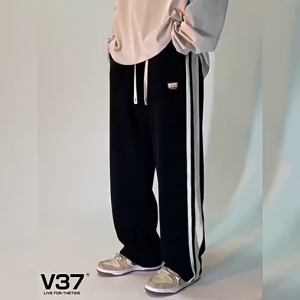 MaleThreads【2026】 Corduroy Striped Baggy Long Pant For Men vinage Style Loose Fit Labelling#k01