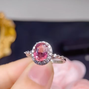 Montagne Jewelry Natural 6x8mm Tourmaline Ring Elegant Crystal Inset Design Fine Jewellery 925 Silver Ring
