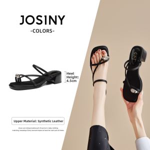 Josiny | Black Commuter Toe-post Sandals