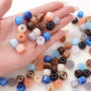 5pcs/bag 12x10mm Resin Cylindrical Beads Large Hole Pillar Loose Spacer Beads For Handmade Bracelet Necklace Earring Keychain DIY Craft Jewelry Making Accessories