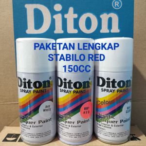 Pilok Cat Diton Stabilo Red 8001 White 840 Clear 8540 Paketan Merah stabilo 3 klg 150cc Pilox Cat Semprot Diton Spray Paint