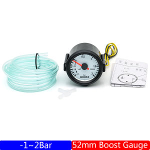 -1~2BAR Turbo Boost Gauge BAR 2" 52mm Car Gauge Blue LED Light Pointer Turbo Boost Meter with Sensor for Gasoline Car 12V