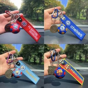 3-Piece set Keychain Woven Buckle+Football+vintage Keychain Backpack Pendant Real Madrid Inter Chelsea Man.United City Al-Nassr AC Milan Juventus Football Team Soccer Fan Gift