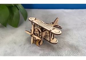 Đồ chơi lắp ghép gỗ 3D Mô hình Máy bay Truyền động Cơ khí Máy bay BiPlane BJ112