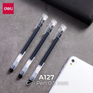 Deli Gel Pen / Pulpen Gel 0.5mm Tinta Hitam Isi 1 pcs Tinta Banyak ATK Kantor EG127-BK
