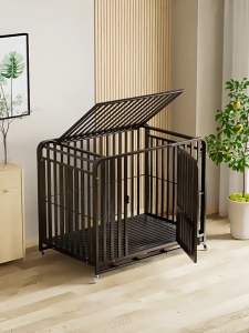 GREENPETS Heavy Duty Metal Dog Crate Square Tube Dog Cage with Lockable Wheels Removable Tray Indoor Escape Proof Pet Kennel for Dogs