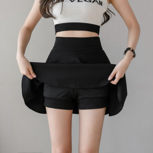 White Elastic Waist Half Skirt Womens Fashionable Summer New High Waist Short Skirt Anti-Light A-Line Umbrella Skirt