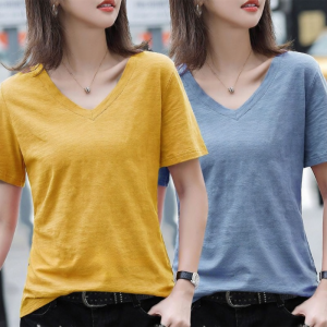 Lieoyuarn | V-Neck Loose Large Size Short Sleeve T-Shirt