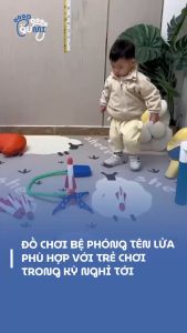 Đồ Chơi Bệ Phóng Tên Lửa Xốp Có Đèn Dẫm Chân Bắn Cao An Toàn Cho Bé