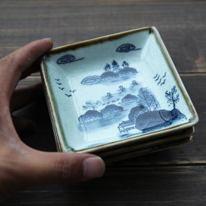 Japanese Style Hand-Painted Ceramic Plate Seasonal Dining Utensils Underglaze Color Small Snack Plate Dipping Sauce Plate