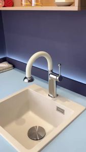 Height Adjustable Bathroom Faucet Pull Out 360° Swivel Hot Cold Basin Mixer Tap Single Handle Vanity Sink Faucet