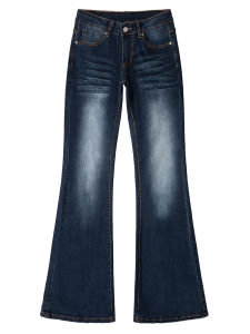 MZVZ | American Retro Blue Low Waisted Insulated Flared Jeans