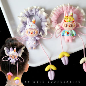 Childrens Labubu Hair Ties Elastic Hair Bands Girls Hair Accessories Cute Cartoon Design No Damage to Hair Large Elasticity