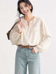 Cotton Hollow-out Embroidered Womens Shirt
