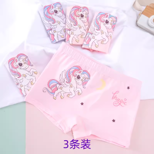 Girls Cotton Underwear A-Class Antibacterial Flat Angle Pants Comfortable Elastic Waist Kids Innerwear Soft Cotton Blend