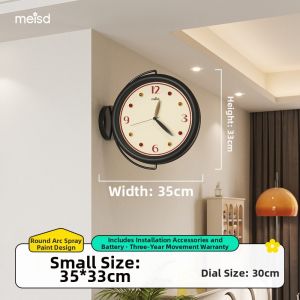 MEISD | Creative Double-Sided Corner Clock Quiet Modern Minimalist Living Room Wall Clock