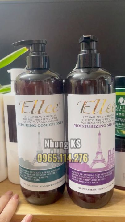 Dầu gội cặp phục hồi tóc hư tổn khô xơ siêu mềm mượt, dầu gội hương nước hoa Pháp Ellee' Hàng Chính Hãng