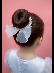 Dây cột tóc đính ngọc phối nơ vải lưới xinh xắn kiểu dáng Hàn Quốc
