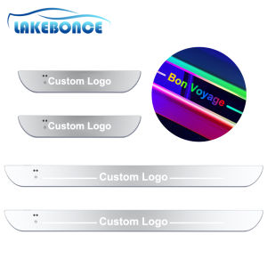 Customized Car Door Sill Pedal Illuminated Ambient Light Logo Wireless Sensor Rechargeable AutoDoor Scuff Plate LED Welcome Lamp