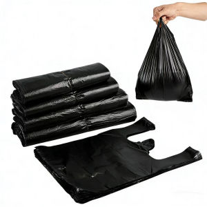 100Pcs Black Vest Plastic Bag Household Thickened Kitchen Living Room Clean Garbage Bags With Handle Plastic Bags