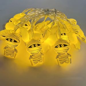 Halloween Bandage Mummy String Lights Warm Light Holiday Festive Decoration Lights Home Party Horror Lighting Battery Powered