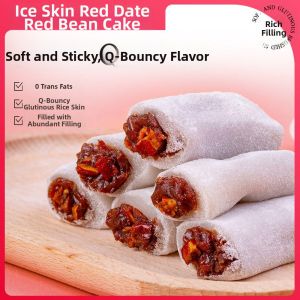 New Ice Skin Red Date Red Bean Cake Sticky Rice Ball Handmade Snack Pastries Steamed Chinese Traditional Dessert Snack