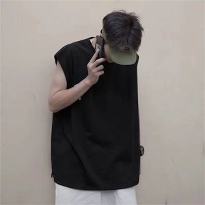 Mens Solid Color Casual Sleeveless Tank Top Round Neck Exercise Charm Moisture Absorbent Sweat Drying Tank Top Summer Sports