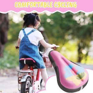 Girls Gel Padded Bike Seat Cushion - Breathable Extra Soft Gel Memory Foam Anti-Slip Refle9 X 6 Pink Kids Bicycle Cover
