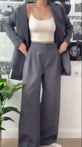 Celana Kerja Formal Anti Kusut Kulot Wanita Highwaist Loose Pants Korean