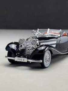 1:24 Mercedes Benz 500K Metal Alloy Toys Car Model For Boys Kids Simulation Sound Light Effect Gift