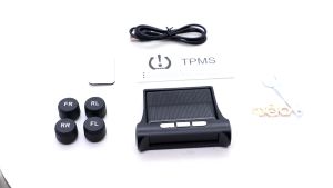 MS/TPMS Tyre Pressure Monitoring System Solar Car Pressure Alarm System LCD Display 4 External Sensors