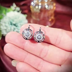 Huitan Nữ Thiết Kế Độc Đáo Khuyên Tai Hoop Vàng Hồng/Bạc Sang Trọng Cưới Cô Dâu Chất Lượng Cao Đính Đá Cubic Zirconia Trang Sức Thời Trang