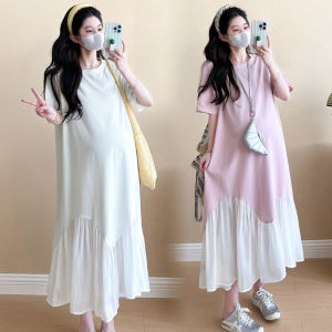 Stylish Fresh Fake Two-Piece Pregnancy Dress Medium-Long
