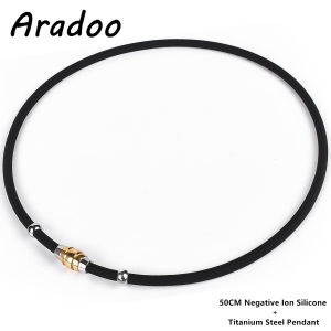 ARADOO Power Silicone Necklace for Men with Titanium Steel Pendant Sport Collar Jewelry Gifts
