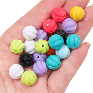 12mm Solid Color Acrylic Pumpkin Shape Beads Loose Spacer Beads for Necklace Bracelet Keychain DIY Jewelry Making Beads