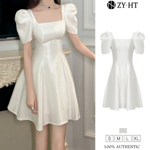 ZYHT EraVogue Womens Dresses White Dresses Puff Sleeve Dresses Square Neck Dress Work Dress Hi-So Dress Vintage Dress Dress Party Dress Evening Dress 40503