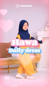 Hawa Daily Dress Ammarkids | Baju Gamis Kaos Anak Perempuan Dress Muslim Terbaru Kekinian Premium Adem untuk Ngaji Harian Usia 4 - 12 Tahun