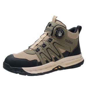 Summer Mesh Breathable Safety Shoes Anti Smash Puncture Proof Protective Work Boots Lightweight Comfortable Men Construction