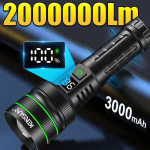 High Power Tactical Torch Most Powerful LED Flashlight Long Shot Zoomable Lantern For Camping Outdoor Built-in 26650 Battery