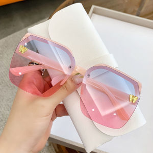 Kacamata Fashion Wanita Premium Branded Kacamata Anti UV Kacamata Hitam Korea Fashion Style Kotak Tanpa Bingkai Sunglasses Cewek New Model Terbaru 2025