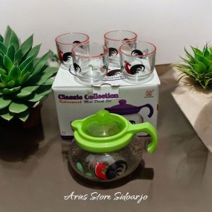 TEKO SET MINI 5IN1 | TEA POT KUKURUYUK | TEKO SET MINI AYAM JAGO GELAS SLOKI | TEKO  GELAS MINI