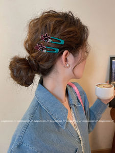 Color Clash Star Hair Clips Womens 2025 New Side Part Hairline Duckbill Hair Accessories Romantic Korean Style Single Piece