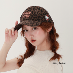 หมวกตกปลา Hello Kitty ลายเสือดาว หน้าร้อน 2025 สไตล์หวาน ป้องกันแสงแดด ทรงแบน สำหรับทุกเพศ ทุกวัย